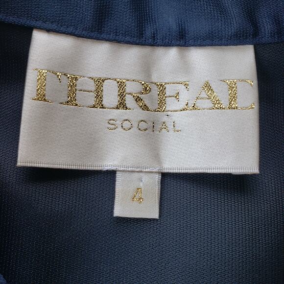 Thread Social Drop Waist Shirt Womens Dress Sz 4 Preppy 60s Retro Mod Navy - Picture 9 of 10